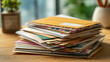 © Anthichada - A stack of junk mail on the table at office. Important letters from junk mail, Correspondence, Organization concept