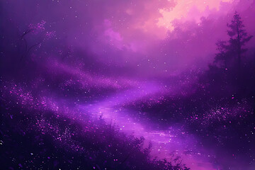 Wall Mural - Pink sky with ethereal glow and magical particles, excellent for fashion design, invitations and poetic covers, generative Ai
