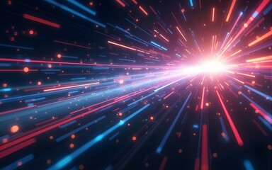 Wall Mural - Abstract hyperdrive space travel with light speed, warp speed, and futuristic technology background Concept of science fiction, time travel, and cosmic journey. High quality