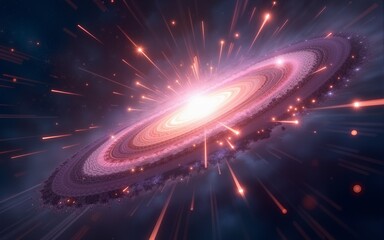 Wall Mural - Abstract cosmic burst illuminates hyperspace travel, digital background simulating star speed within science fiction and technology concept. High quality