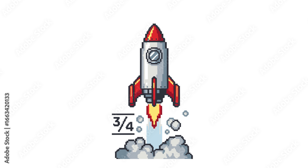Pixel Art Rocket Launch Nostalgic 8-Bit Icon with Retro NES Aesthetic ...