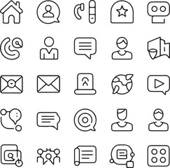 Home chat message email globe play button user icons