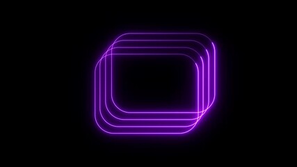 Abstract glowing neon rectangle border frame line animation. Rectangular neon frame in pink and purple. Looping line motion animation
