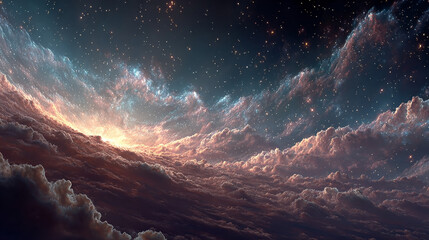 Wall Mural - 3d rendering. Space wallpaper and background. Universe with stars, constellations, galaxies, nebulae and gas and dust clouds