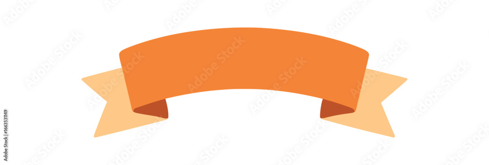 flat vector retro ribbon banner with simple folds warm orange and beige ...