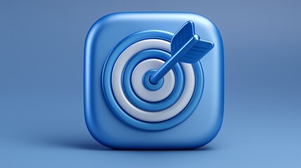 Vibrant Blue Target Icon with Centered Arrow on Subtle Gradient Background, Representing Precise Goal Achievement and Strategic Success in Business and Personal Development Contexts 