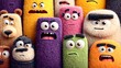 © No_Creative - A whimsical gathering of colorful and expressive monster characters with varied emotions