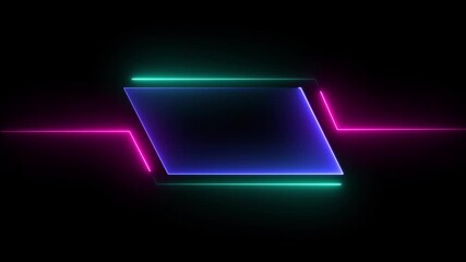 Futuristic HUD Head up display interface template with basic geometry line element. Universal Technology Line and frame Video overlay Neon futuristic HUD rectangle frame glowing animation. 4k video 