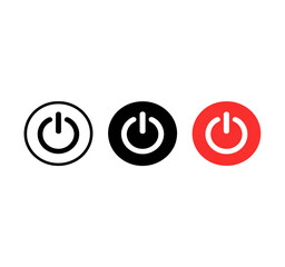 Power button icons depicting different states on off and outline symbols for web design isolated on a transparent background.