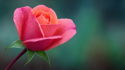 Wall Mural - a rose with dew drops on it is the main focus of the image
