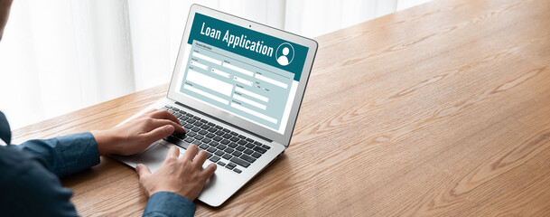 Wall Mural - Online loan application form for modish digital information collection on the internet network