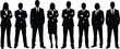 © Santo's World - Confident business team silhouette, professional executives standing, leadership concept, teamwork illustration, office success, corporate group, unity in business