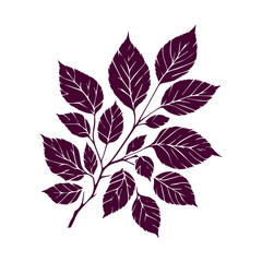Elegant Purple Tree Branch with Leaves Illustration