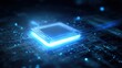 © Sawat - Futuristic Digital Processor Chip Surrounded by Glowing Circuitry and Binary Code in a High-Tech Abstract Environment