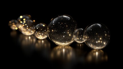 Wall Mural - The image captures the essence of sophistication with an elegant golden bokeh effect set against a classic black background
