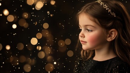 Wall Mural - The image captures the essence of sophistication with an elegant golden bokeh effect set against a classic black background