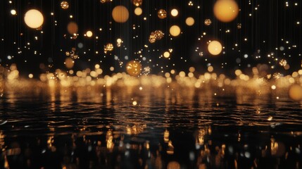 Wall Mural - The image captures the essence of sophistication with an elegant golden bokeh effect set against a classic black background