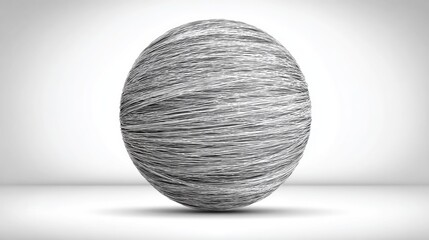 Gray sphere with textured lines.