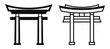 © Ha - Japanese Torii Gate Vector Icons in Traditional Shinto Shrine Style Illustration