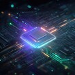 © ANINDITA - High-tech CPU on circuit board, glowing with vibrant light
