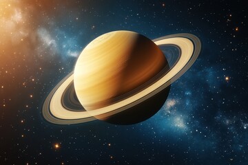 Wall Mural - stunning saturn with vibrant rings floating in the cosmic universe with stars and bright nebulas