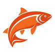 © monirul - Orange stylized fish jumping against white background