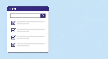 A checklist is displayed on a website interface with a search bar on a light blue background