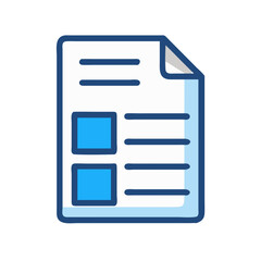 minimalist document vector icon with text and content boxes