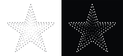 Star shape white dots on black and white background
