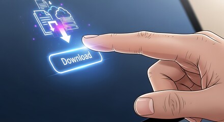 A hand points to a glowing 