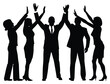 © vectorart092 - Silhouette of diverse business team celebrating achievement success with arms raised