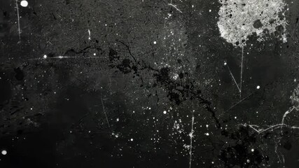 Dark abstract art piece with splatters, lines, and crack-like formations. A unique and creative visual.