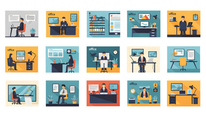 ilustration flat 2d office