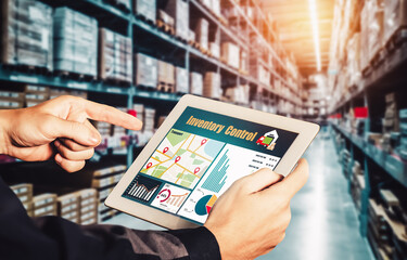 warehouse management innovative software in computer for real time monitoring of goods package deliv