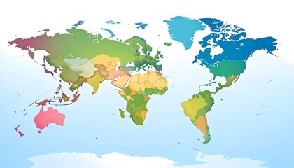 Naklejka na meble Global Color-Coded Map, World Regions