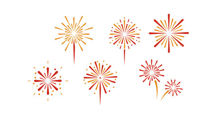 Colorful exploding fireworks on white background