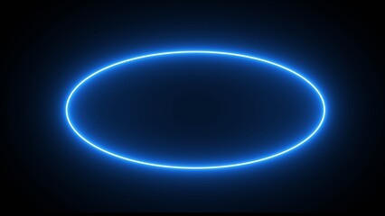 Wall Mural - Abstract glowing neon line round illustration. Neon light circle frame loading icon background.