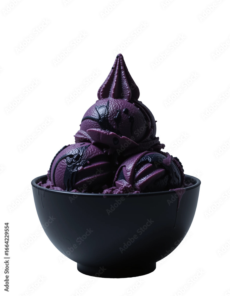 Rich and Decadent Dark Berry Soft Serve Ice Cream in a Black Bowl - A ...
