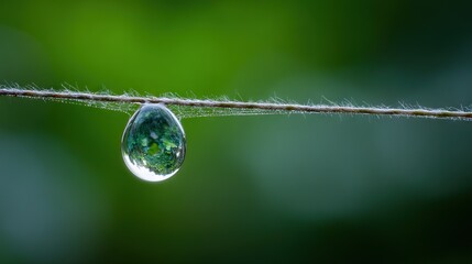 Wall Mural -   A leaf with water droplets on top, perched on a twig