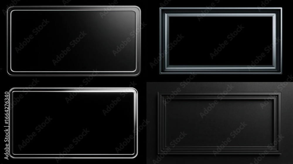 Four rectangular frames with varying styles and colors; two have a ...