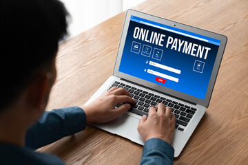 Wall Mural - Online payment platform for modish money transfer on the internet netowrk