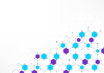 Wall Mural - Genetic engineering and molecular structure, hexagon DNA network, science chemical and biotechnology concept, innovation technology, healthcare, and medicine design