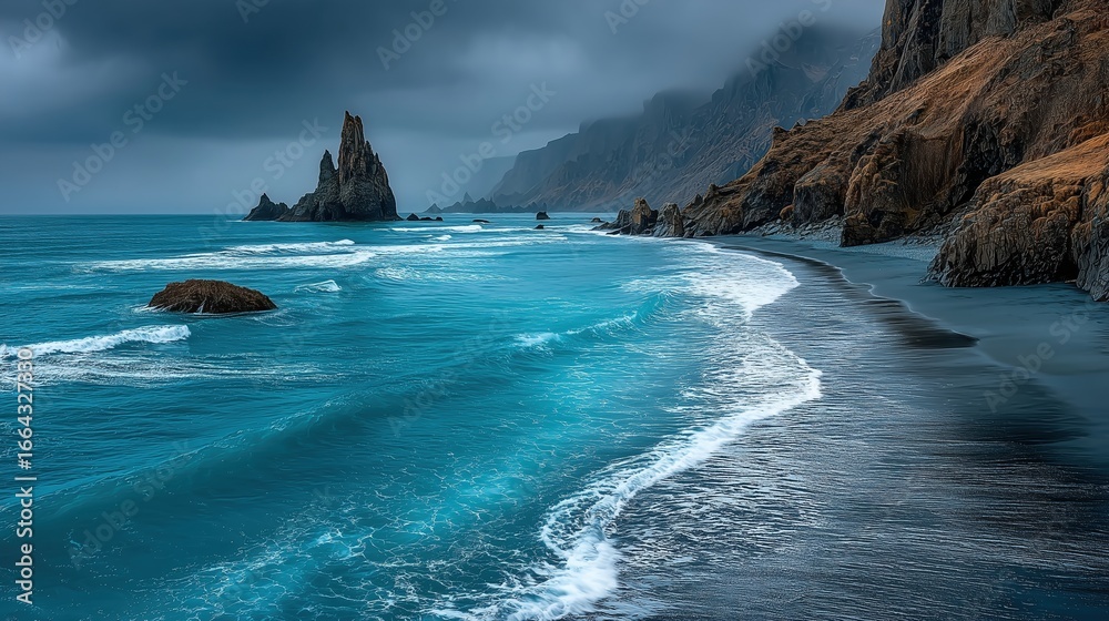 Reynisfjara Black Sand Beach in Iceland with Basalt Columns and ...
