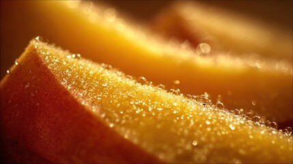 Wall Mural - a high-resolution image of a fruit close-up, featuring water droplets on top and bottom slices