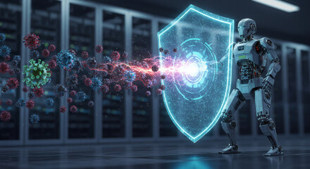 Cyber Security Robot Shielding Against Virus Attack in Data Center