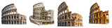Ancient Roman Colosseum architectural view history style on transparent background
