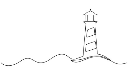 lighthouse continuous one line drawing animation, abstract lighthouse. Self drawing animation one continuous line draw, logo, Lighthouse on the coast. Self drawing simple animation one continuous 