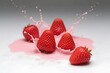 © AStock Visuals - Strawberry splashing into water and milk