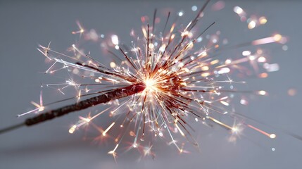 Wall Mural - Bright Sparkler Bursting with Light and Color Against a Neutral Background Celebrating Special Occasions