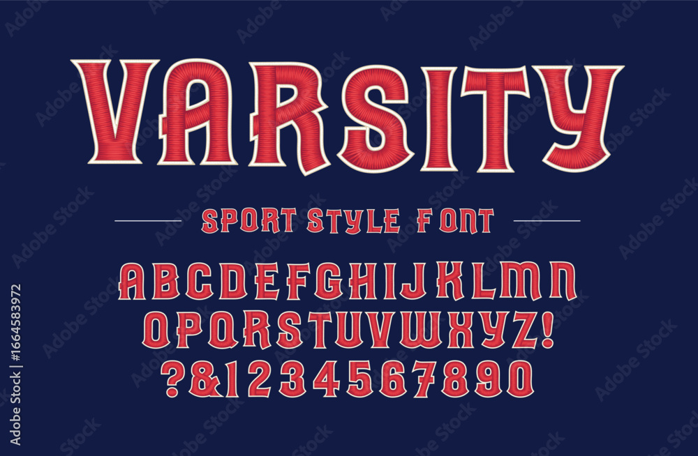 Classic college font. Vintage sport font in american style for football ...